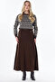 Knitted Skirt with Stitch Detail Dark Brown - 2