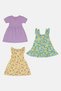 Toddlers Girl 3 Pcs Graphic Print Dress, Multicolor - 3