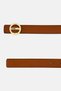 Women Brand Logo Reversible Leather Belt, Brown - 2