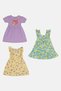 Toddlers Girl 3 Pcs Graphic Print Dress, Multicolor - 2