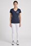 Women Loose Fit Short Sleeve Training T-Shirt, Heather Navy - 2