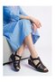 2860 Black Women's Genuine Leather Sandals - 5