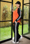 Sporty Cotton Melton women's Tracksuit Set in Orange and Black