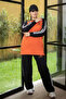 Sporty Cotton Melton women's Tracksuit Set in Orange and Black - 3