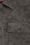 Men's Relax Fit Comfortable Cut Shirt Collar Snap Closure Suede Look Lined Pocketed Gray Coat - 6