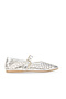 Silver Shiny Leather Women's Flat Ballerinas
