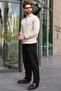 Stone Polo Collar Half Zipper Ribbed Men's Knitwear Sweater E7515 - 2