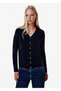 Fine Knit Mine Button Navy Blue Knitwear Cardigan