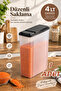 Ak-571 4 Lt Transparent Food Container – Dry Food & Legumes Storage Container with Measuring Lines and Practical Openable Black Lid