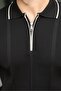 Black Polo Collar Half Zipper Ribbed Men's Knitwear Sweater E7515 - 4