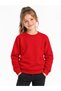 Unisex Children's Red Zero-Collar Sweatshirt 100% Cotton 3-Yarn Fabric Without Shardons (4-Season) - 2