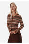 Openwork Knitted Brown-Green Color Gradient Cardigan - 3