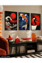 Asian Themed 3 Piece Wooden Framed Painting Act