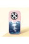 Pink Silicone Case Compatible with Redmi 14C 4G/5G Shock Absorbing Camera Protected Moon Rising from the Sea