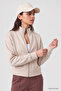 Beige Stand Collar Standard Fit Crop Women's Sweatshirt - 97317