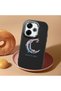 Redmi 13/13X Compatible Shock-Absorbing Camera Protected Black Silicone Case Moon and Star Pattern - 2