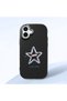 iPhone 16 Plus Compatible Shock-Absorbing Black Silicone Case with Camera Protection Star Pattern