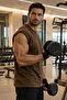 Brown Sportsman's Tank Top Cotton Fabric Crew Neck Men's Sleeveless Undershirt - 2