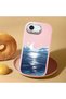 iPhone 16E Compatible Shock-Absorbing Camera Protected Pink Silicone Case the Moon Rising from the Sea - 2