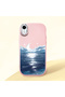 iPhone Xr Compatible Shock-Absorbing Camera Protected Pink Silicone Case Moon Rising from the Sea