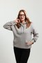 Women's 3 Thread Soft Puff Fabric Hooded Stone Color Sweatshirt with Kangaroo Pocket - 3