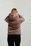 Women's 3 Thread Soft Puff Fabric Hooded Brown Sweatshirt with Kangaroo Pocket - 4