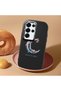 Samsung Galaxy S25 Ultra Compatible Shock-Absorbing Camera Protected Black Silicone Case Moon and Star Pattern - 2