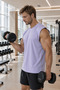 Lilac Sports Athlete Cotton Fabric Crew Neck Men's Sleeveless Undershirt - 2