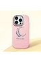iPhone 15 Pro Compatible Shock-Absorbing Camera Protected Pink Silicone Case Moon and Star Pattern