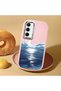 Samsung Galaxy A35 Compatible Shock-Absorbing Camera Protected Pink Silicone Case Moon Rising from the Sea - 2