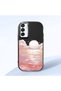 Samsung Galaxy M15 Compatible Shock-Absorbent Camera Protected Black Silicone Case Sunrise at Sea
