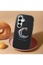 Samsung Galaxy S25 Plus Compatible Shock-Absorbing Camera Protected Black Silicone Case Moon and Star Pattern - 2
