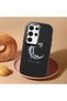 Samsung Galaxy S23 Ultra Compatible Shock-Absorbing Camera Protected Black Silicone Case Moon and Star Pattern - 2