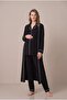Women's Black Pajama Set with Ribbed Front Buttons and Dressing Gown for Easy Breastfeeding, Maternity and Pregnancy Pajama Set - 2