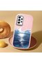 Pink Silicone Case Compatible with Samsung Galaxy A52/A52S, Shock-Absorbing Camera Protected, Moon Rising from the Sea - 2