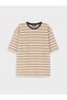 Yellow Crew Neck Striped Men's T-Shirt - 4