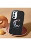 Samsung Galaxy A54 Compatible Shock-Absorbing Camera Protected Black Silicone Case Moon and Star Pattern - 2