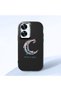 Realme C55 Compatible Shock-Absorbing Camera Protected Black Silicone Case Moon and Star Pattern