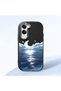 Vivo Y04/Y04S Compatible Shock-Absorbing Camera Protected Black Silicone Case the Moon Rising from the Sea