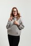 Women's 3 Thread Soft Puff Fabric Hooded Stone Color Sweatshirt with Kangaroo Pocket