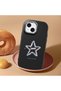 iPhone 15 Compatible Shock-Absorbing Black Silicone Case with Camera Protection Star Pattern - 3