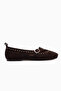 Nella Genuine Leather Brown Buckle Square Toe Women's Ballerinas - 2