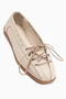 Romy Genuine Leather Beige Lace-Up Women's Ballerinas