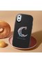 iPhone XS Max Compatible Shock-Absorbing Black Silicone Case with Camera Protection Moon and Star Pattern - 2
