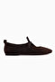 Ninva Genuine Leather Brown Bow Lace-Up Women's Ballerinas - 2