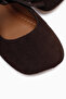 Ninva Genuine Leather Brown Bow Lace-Up Women's Ballerinas - 5
