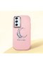 Samsung Galaxy A54 Compatible Shock-Absorbing Camera Protected Pink Silicone Case Moon and Star Pattern