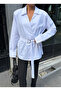 Women's Belted Double-Breasted Collar Seasonal Jacket - 5
