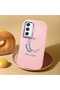 Samsung Galaxy A54 Compatible Shock-Absorbing Camera Protected Pink Silicone Case Moon and Star Pattern - 2