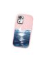 Redmi Note 10 4G/Note 10S Compatible Shock-Absorbing Camera Protected Pink Silicone Case the Moon Rising from the Sea - 4